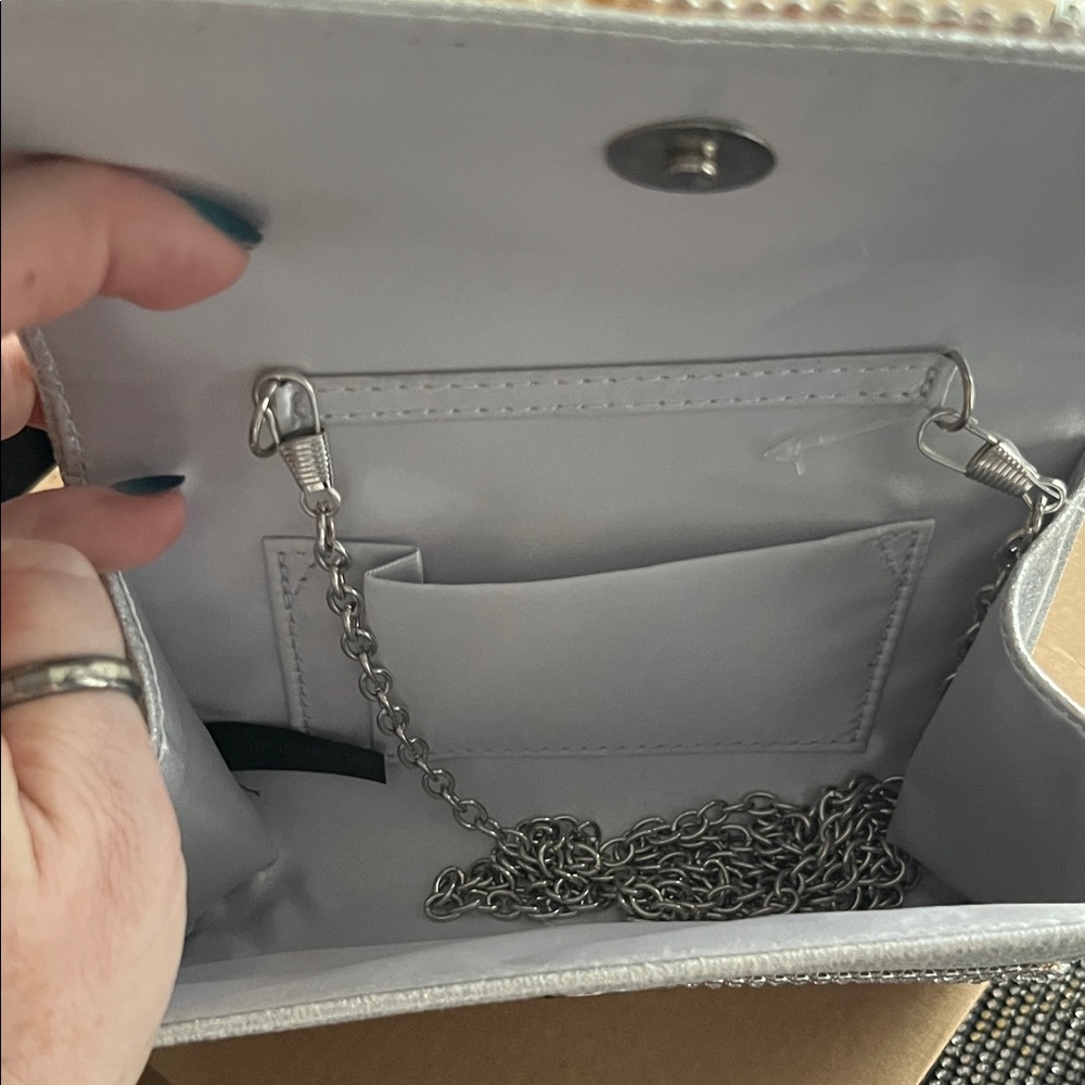 Silver Rhinestone Clutch Bag - Picture 3 of 3